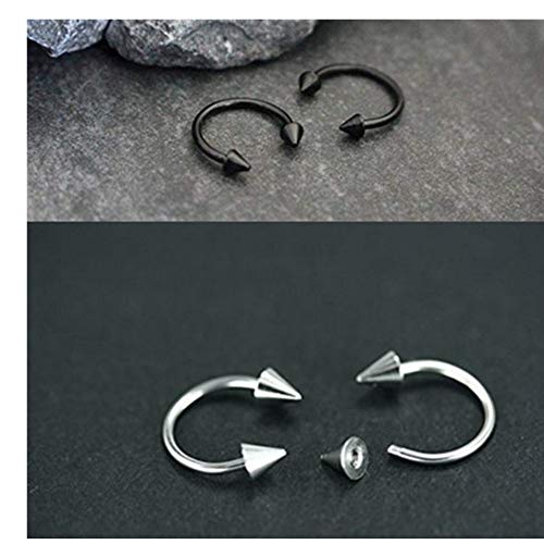 Amery house 5 Pares 8mm Aro de Nariz Acero Inoxidable Quirúrgico Piercing de Cartílago Oreja Aro Joyería Labret septum Herradura pendientes de Nariz Hombre Mujer Piercing Anillo Labio Plata Negro Oro