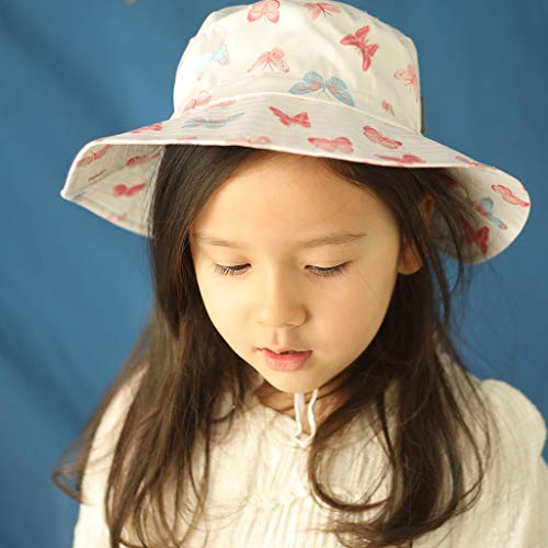 Ami & Li tots Niña Sombrero de Sol Bob Ajustable para Bebé Niña Niño Infantil Niños Pequeños Sombrero Protección Solar UPF 50 Unisexo-M:Mariposas Pastel