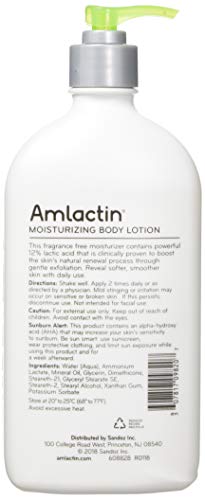 Amlactin 12% Lactic Acid Alpha-Hydroxy Therapy Moisturizing Body Lotion, Fragrance Free, Non-Greasy (Large 20-Ounce Bottle)