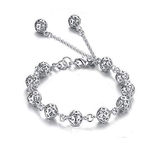 AMTBBK 925 Pulsera De Plata, Pulsera Hueco Esférico Pulsera De Mujer Mejor Regalo De Joyería De Accesorios, Adecuados para Diversas Ocasiones