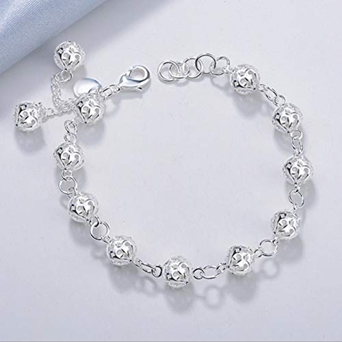 AMTBBK 925 Pulsera De Plata, Pulsera Hueco Esférico Pulsera De Mujer Mejor Regalo De Joyería De Accesorios, Adecuados para Diversas Ocasiones