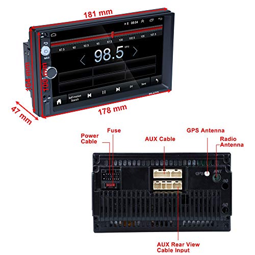 Android Coche Radio 2 DIN GPS CAMECHO 7 Pulgadas Pantalla táctil capacitiva Bluetooth WiFi USB SD AUX FM Reproductor de automóvil Estéreo Enlace de Espejo + Cámara Trasera