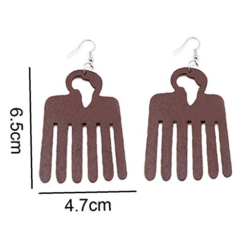 Angoter Pendientes De Gota Cuelga El Pendiente Peine Peine De Madera Larga Pendiente del Estilo Africano Orejas Decoración De La Joyería