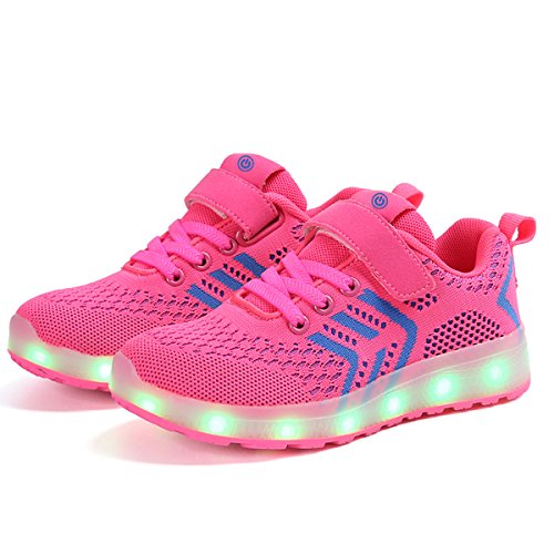 Ansel-UK LED Zapatos Verano Ligero Transpirable Bajo 7 Colores USB Carga Luminosas Flash Deporte de Zapatillas con Luces Los Mejores Regalos para Niñas Niños Cumpleaños Navidad Reyes Mango