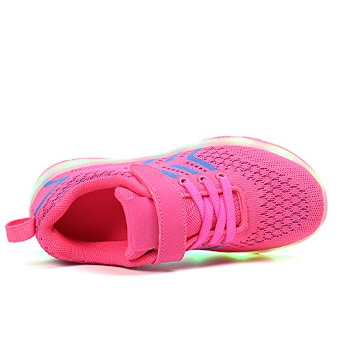 Ansel-UK LED Zapatos Verano Ligero Transpirable Bajo 7 Colores USB Carga Luminosas Flash Deporte de Zapatillas con Luces Los Mejores Regalos para Niñas Niños Cumpleaños Navidad Reyes Mango