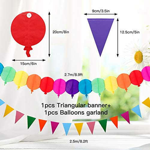 aovowog Decoración Fiesta Adornos Cumpleaños Papel Guirnalda Banderines Bola de Nido Abanicos Pompom para Boda Carnaval Mexicana (31 Pack)