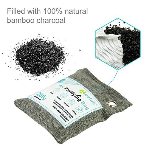 Apalus ® Bolsa de Carbón Activo De Bambú, Deshumidificador Y Purificador De Aire. Ambientador Natural Eficaz y Desodorante para Eliminar los Olores De Armario, Cocina, Zona de Mascotas, (200Gx2)