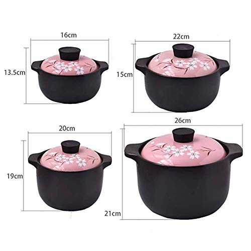 APAN Olla de cerámica Resistente a Altas temperaturas,Cacerola de cocción Lenta con Olla Saludable de Doble asa,Olla Saludable,Olla de Barro Antiadherente Rosa 1.7qt/1.6l