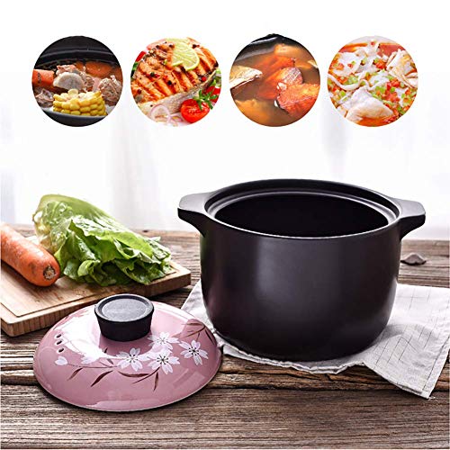 APAN Olla de cerámica Resistente a Altas temperaturas,Cacerola de cocción Lenta con Olla Saludable de Doble asa,Olla Saludable,Olla de Barro Antiadherente Rosa 1.7qt/1.6l