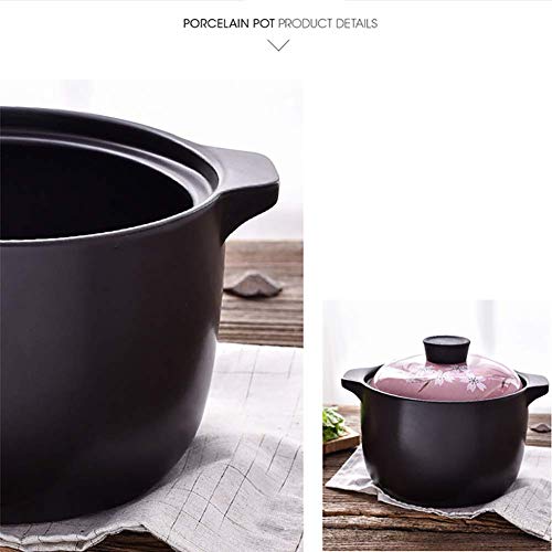 APAN Olla de cerámica Resistente a Altas temperaturas,Cacerola de cocción Lenta con Olla Saludable de Doble asa,Olla Saludable,Olla de Barro Antiadherente Rosa 1.7qt/1.6l