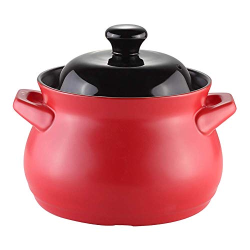 APAN Plato Redondo de cerámica Cazuela,Olla de Barro Resistente al Calor Olla de Barro con Tapa,Utensilios de Cocina antiadherentes para cocción Lenta Cuenco de Piedra Coreana Rojo 3.8l