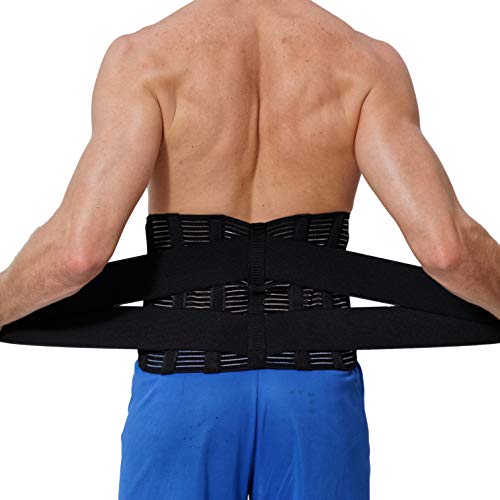 Apoyo lumbar con fuertes tirantes de doble banda, Faja para la Cintura/Espalda/Zona lumbar - Marca Neotech Care - Color Negro - Talla XL