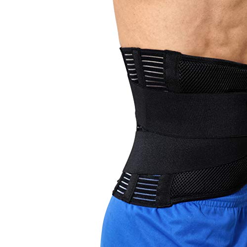 Apoyo lumbar con fuertes tirantes de doble banda, Faja para la Cintura/Espalda/Zona lumbar - Marca Neotech Care - Color Negro - Talla XL