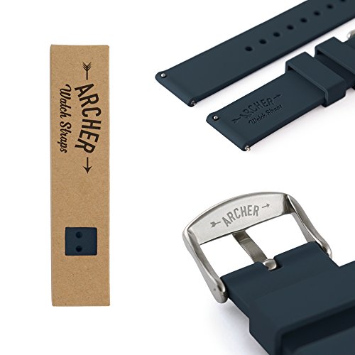 Archer Watch Straps | Repuesto de Correa Reloj de Silicona para Hombre y Mujer, Caucho Fácil de Abrochar para Relojes y Smartwatch | Azul Noche, 20mm