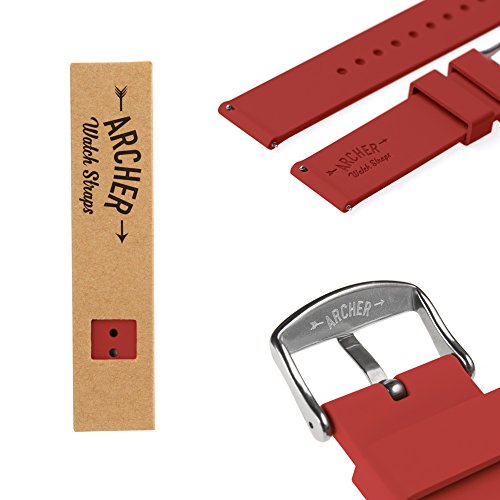 Archer Watch Straps | Repuesto de Correa Reloj de Silicona para Hombre y Mujer, Caucho Fácil de Abrochar para Relojes y Smartwatch | Rojo Veneciano, 22mm