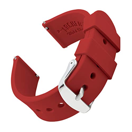 Archer Watch Straps | Repuesto de Correa Reloj de Silicona para Hombre y Mujer, Caucho Fácil de Abrochar para Relojes y Smartwatch | Rojo Veneciano, 22mm