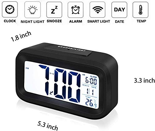 Arespark Despertador Digital, LED Reloj Alarma Electrónico con Luz de Noche, Pantalla LED de 5.3 Pulgadas con Hora, Fecha, Temperatura, Función Snooze 【Versión Avanzada】