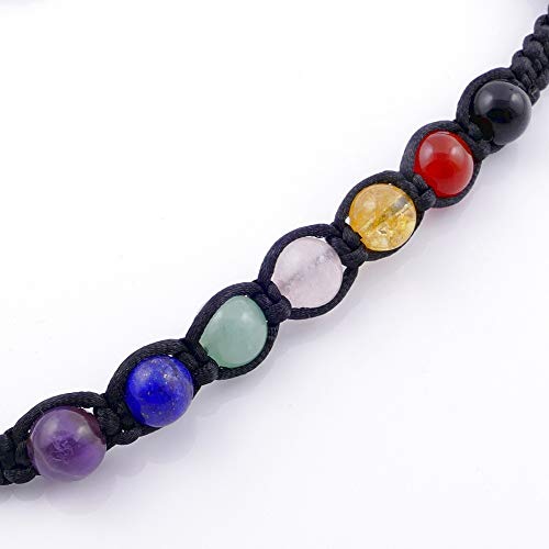 ARITZI – Pulsera con Nudo corredizo con Bolas de Piedra Natural de 8 mm – Piedras de los 7 Chakras