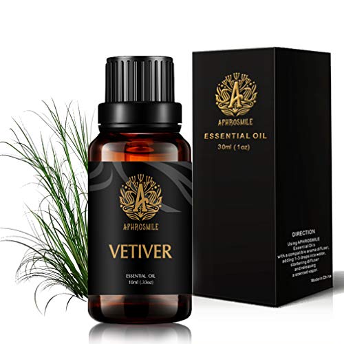 Aromaterapia Vetiver aceite perfumado, 1oz - 30ml Aromaterapia Aceite esencial Vetiver Perfume para Difusor, Humidificador, Grado Terapéutico Aceite Esencial de Vetiver para Masajes, Hogar