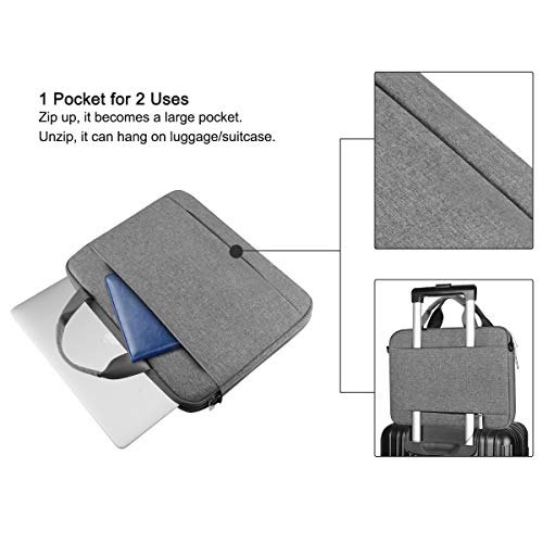 Arvok Funda para portátil de Estuche para Accesorios con Correa y asa, maletín para Ordenador portátil Maletín para Acer/ASUS/DELL/Lenovo/HP (15.6-Pulgadas, Gris)