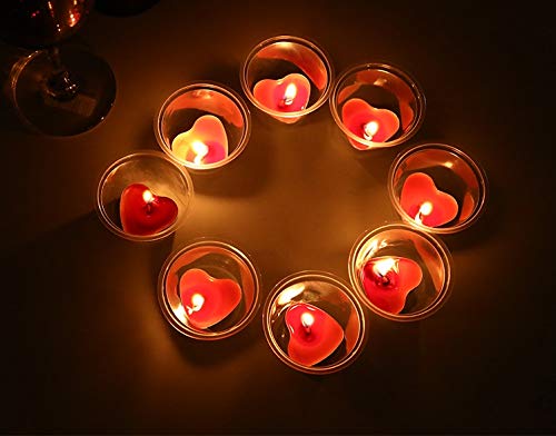 ASANMU Romántico de Velas, Velas en Forma de Corazón Rojo Romántica 2 Horas de duración Paquete de 50 Piezas Sin Humo Romántica Día de San Valentín, Boda, Aniversarios y Compromiso para Decoración