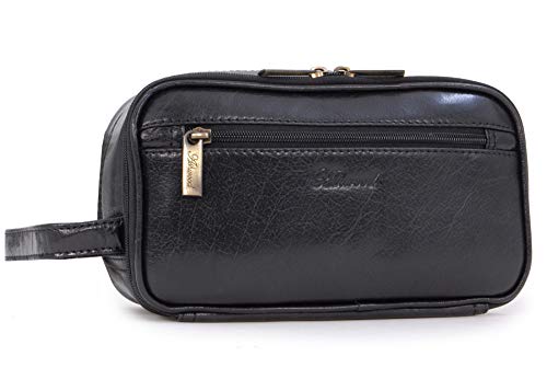 ASHWOOD - Bolso Neceser/Bolsa de Aseo para Hombre - Cuero - Negro