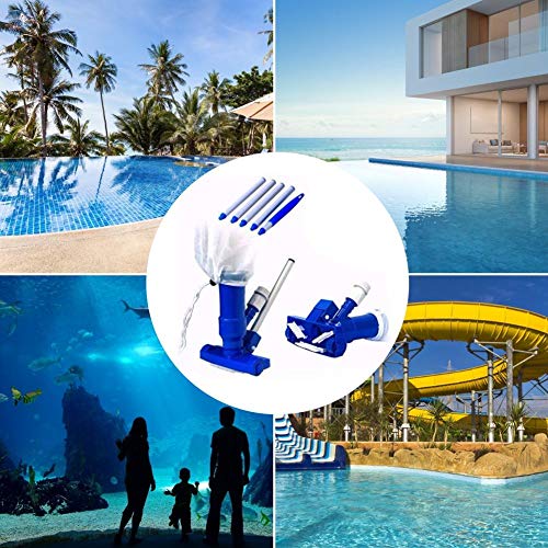 Aspirador de piscina portátil, Aspirador de estanque de spa Mini Aspirador con cepillo, Limpiador subacuático con cepillo, Poste de 4 secciones de bolsa de 48", para piscinas elevadas, spas