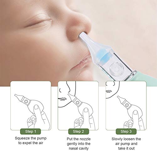 Aspirador Nasal Bebes, Aspirador Nasal, Limpiador Nasal Bebe, Portátil aspirador nasal para Recién Nacidos, Reutilizable, 100% seguro mocos limpiador, 2 PCS