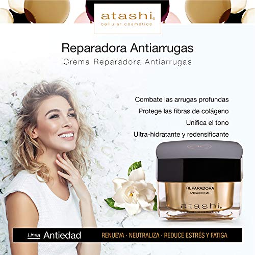 Atashi Antiedad - Crema Reparadora Antiarrugas | Reparación y Renovación | Corrige Arrugas Profundas | Efecto Botox Natural y Anti-Estrés | Ultra-hidratante | Con Retinol y Vitamina E - 50ml