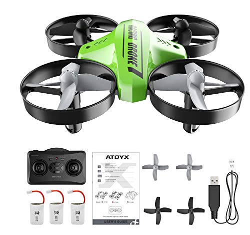 ATOYX Mini Drone, AT-66C RC Drone Niños 3D Flips, Modo sin Cabeza, Estabilización de Altitud, 3 Modos de Velocidad, 4 Canales 6-Ejes, 2 Baterías, Regalo para Niños y Principiantes (Verde)