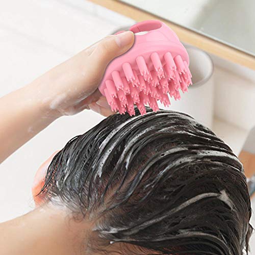 AUNMAS Cabello Masajeador del Cuero cabelludo Forma Redonda Cabeza de Mano Cuero cabelludo Cepillo de Masaje Champú para el Cabello Cepillo de Lavado con Mango(1#)