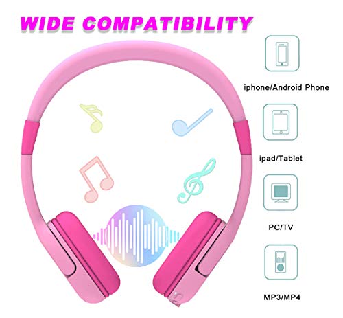 Auriculares Bluetooth para Niños, Maegoo Inalámbricos Auriculares Niños con 85dB de Volumen Limitado, Auriculares con Micrófono para Niñas Niños Viajar la Escuela Android iPhone iPad Tablets PC