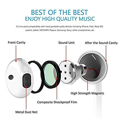 Auriculares de iluminación para iPhone Auriculares in-ear con cable auriculares proporcionan micrófono/llamadas telefónicas y control de volumen compatible con iPhone 11/11 Pro/XS/XR/X/8 P/7-Blanco