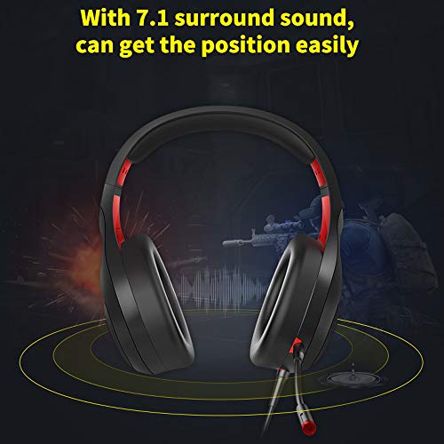 Auriculares para juegos, Auriculares para juegos con sonido envolvente 7.1, Auriculares con micrófono con cancelación de ruido, Auriculares transpirables, Luz LED, Auriculares para juegos USB para P