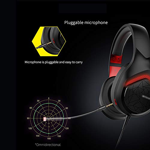 Auriculares para juegos, Auriculares para juegos con sonido envolvente 7.1, Auriculares con micrófono con cancelación de ruido, Auriculares transpirables, Luz LED, Auriculares para juegos USB para P