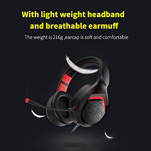 Auriculares para juegos, Auriculares para juegos con sonido envolvente 7.1, Auriculares con micrófono con cancelación de ruido, Auriculares transpirables, Luz LED, Auriculares para juegos USB para P