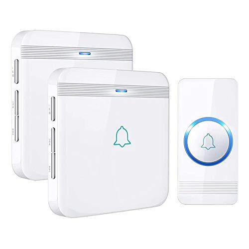 AVANTEK D-3W Timbre Inalámbrico Impermeable, Timbres para Puerta Plug-in Sin Hilos a un Rango de 400m, Indicadores LED, IP55 Resistente al Agua, 5 Niveles de Volumen, 52 Melodías