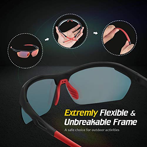 Avoalre Gafas de Sol Deportivas Polarizadas Hombre Unisex Conducto y TR90 Super Light UV400 con Certificación CE para Ciclismo MTB Running Coche Moto Montaña - Rojo