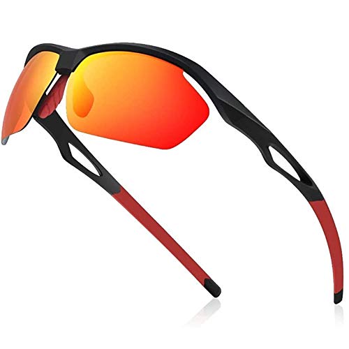 Avoalre Gafas de Sol Deportivas Polarizadas Hombre Unisex Conducto y TR90 Super Light UV400 con Certificación CE para Ciclismo MTB Running Coche Moto Montaña - Rojo