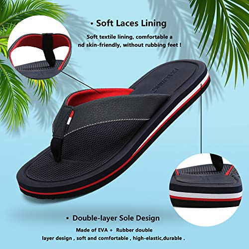 AX BOXING Chanclas Hombre Playa Caballeroso Cuero Flip Flop Sandalias Azul Rojo Antideslizante Interior Al Aire Libre Tamaño 40-46 (Azul Oscuro, Numeric_45)