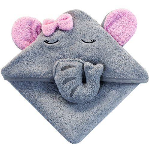 Baby Toalla con Capucha y Elefante para Bebé, Toalla de Baño Bebé, Capa de Baño Bebé Infantil, Toalla Bebe Recien Nacido, Regalo Niñas, Gris