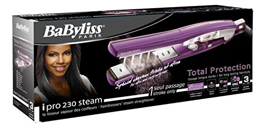 BaByliss iPro 230 - Plancha de vapor para cabello, color púrpura