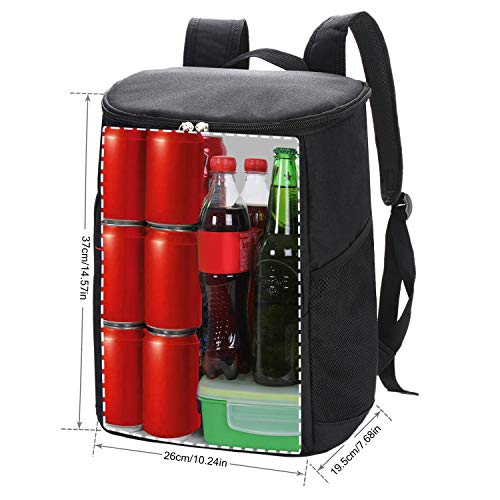 Bageek Mochila Nevera Mochila Termica Porta Alimentos De Refrigeración Lsotermica Aislado Resistente Al Agua Portátil Mochila De Refrigeración Suave para La Playa/Picnic/Día De Campo/Barbacoa (Negro)