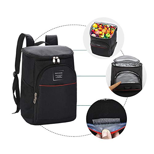 Bageek Mochila Nevera Mochila Termica Porta Alimentos De Refrigeración Lsotermica Aislado Resistente Al Agua Portátil Mochila De Refrigeración Suave para La Playa/Picnic/Día De Campo/Barbacoa (Negro)