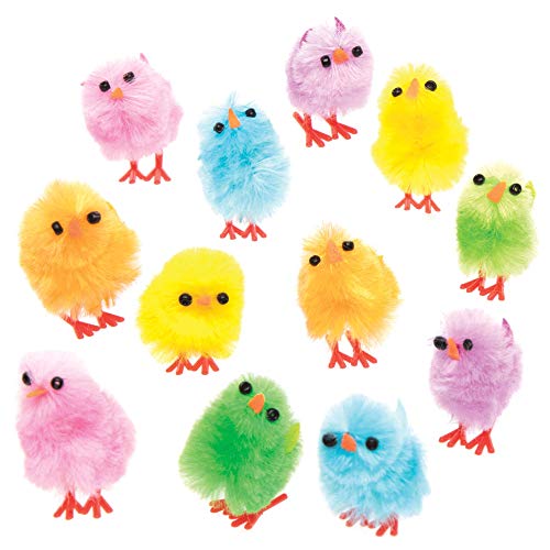 Baker Ross- Pollitos de Peluche de Colores (Pack de 12) -Crear Decoraciones de Primavera y Adornos de Pascua