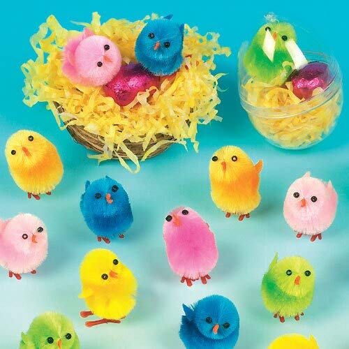 Baker Ross- Pollitos de Peluche de Colores (Pack de 12) -Crear Decoraciones de Primavera y Adornos de Pascua