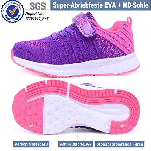 Baloncesto Zapatillas Niñas Velcro Zapatillas Niños de Deporte Niña Zapatillas de Correr Niño Zapatillas de Gimnasia Tenis Trotar Runners Trainers Running Zapatillas Zapatos Morado 26 EU