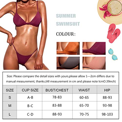 Bañador Mujer 2019 Tops de Bikini Trajes de Baño Tanga Triángulo Suave Acolchado Tops y Braguitas Conjuntos Bikinis Bañador Brasileño