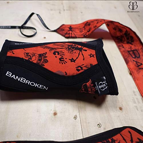 BanBroken Rodilleras RED SKULL (2 unds) - 5mm Knee Sleeves - Halterofilia, Deporte Funcional, Crossfit, Levantamiento de Pesas, Running y Otros Deportes. Unisex. (M)