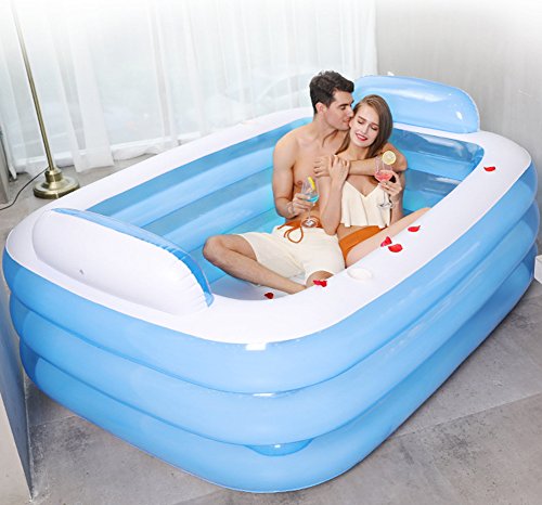 Bañera De Baño Inflable Plegable Gigante para Dos Personas SPA Adulto Bañera De Pie Cómoda Libre, Espesar La Bañera De Masaje Casero Remojo con La Bomba De Aire Eléctrica Respaldo Doble 260 litros